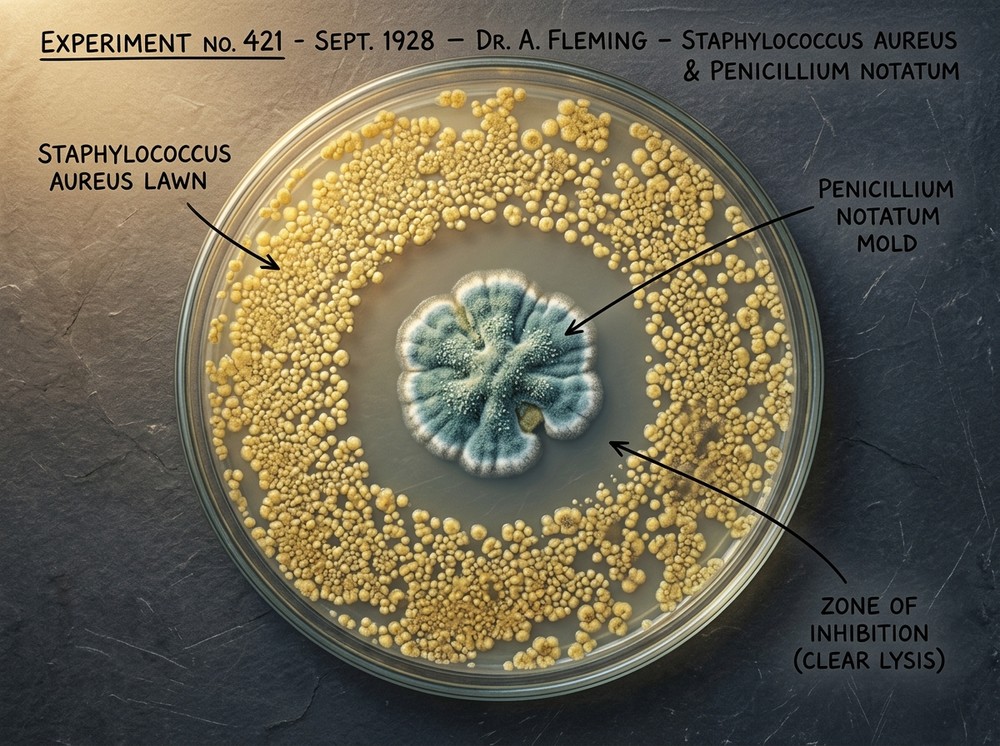 Đĩa nuôi cấy thạch gốc Penicillium notatum của Alexander Fleming năm 1928